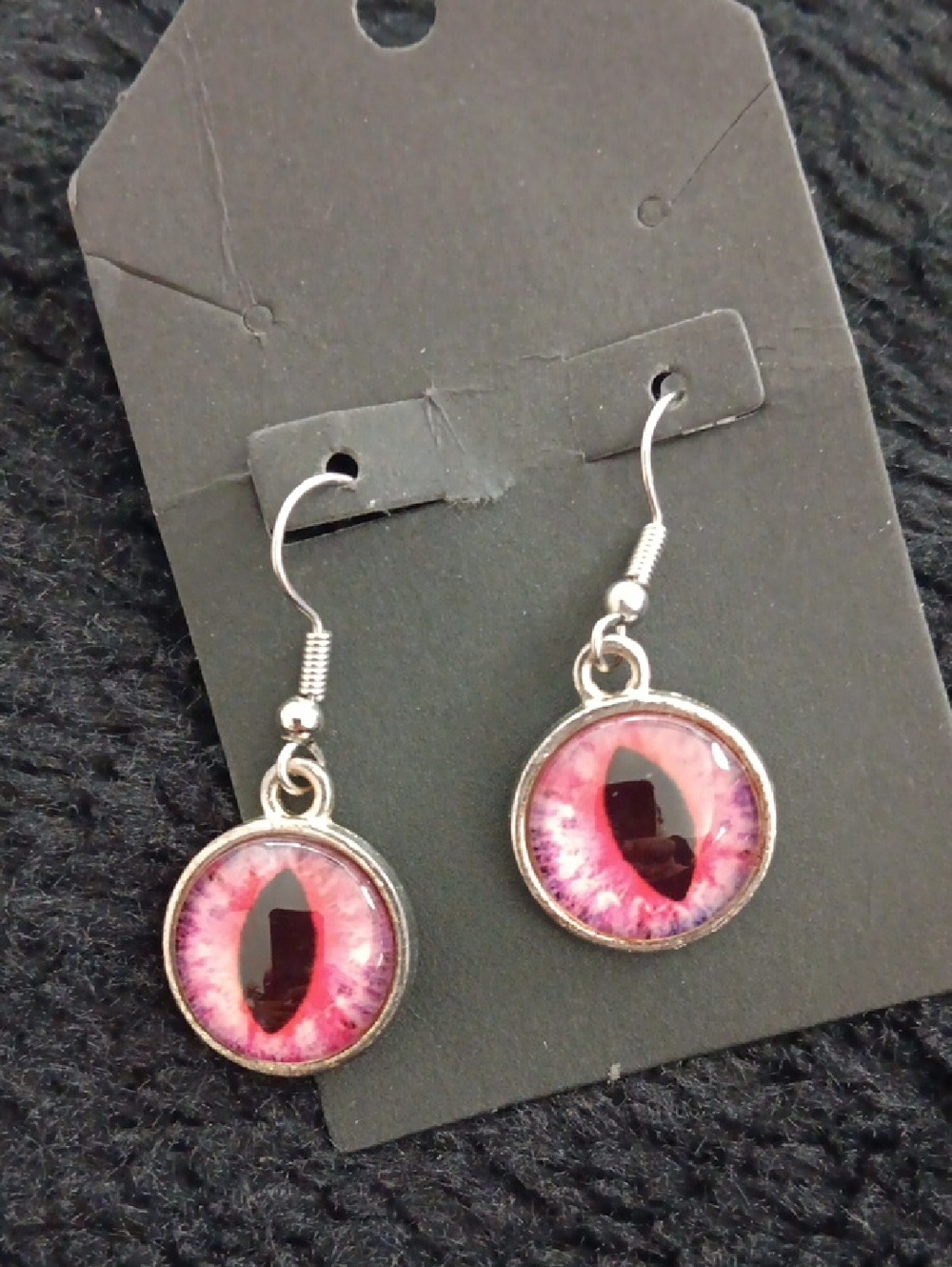 Pink Dragon Eye Dangle Earrings